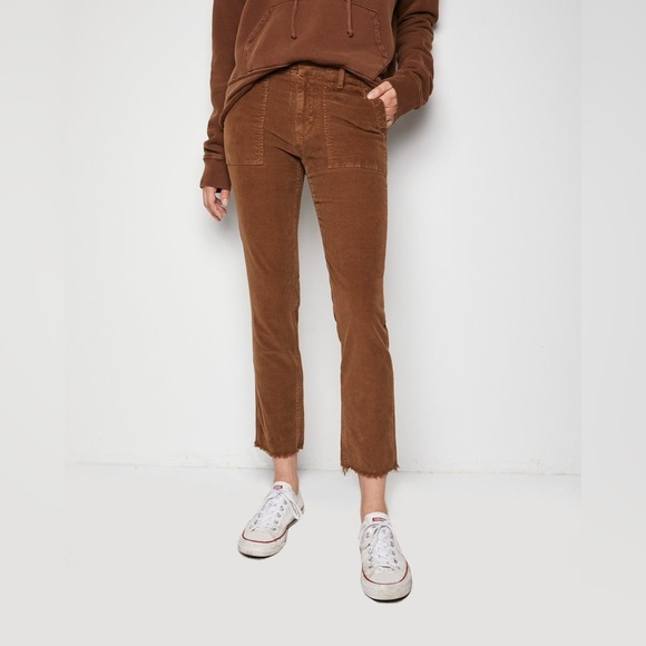 Nili Lotan Jenna Cropped Cotton-Blend Corduroy Slim-Leg Pants in Chestnut - Picture 1 of 13
